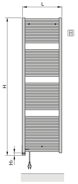 Zehnder Design-Elektroheizkörper toga TE-120-060/GD, 1148 x 600 mm, Telegrey 2, RAL 7046