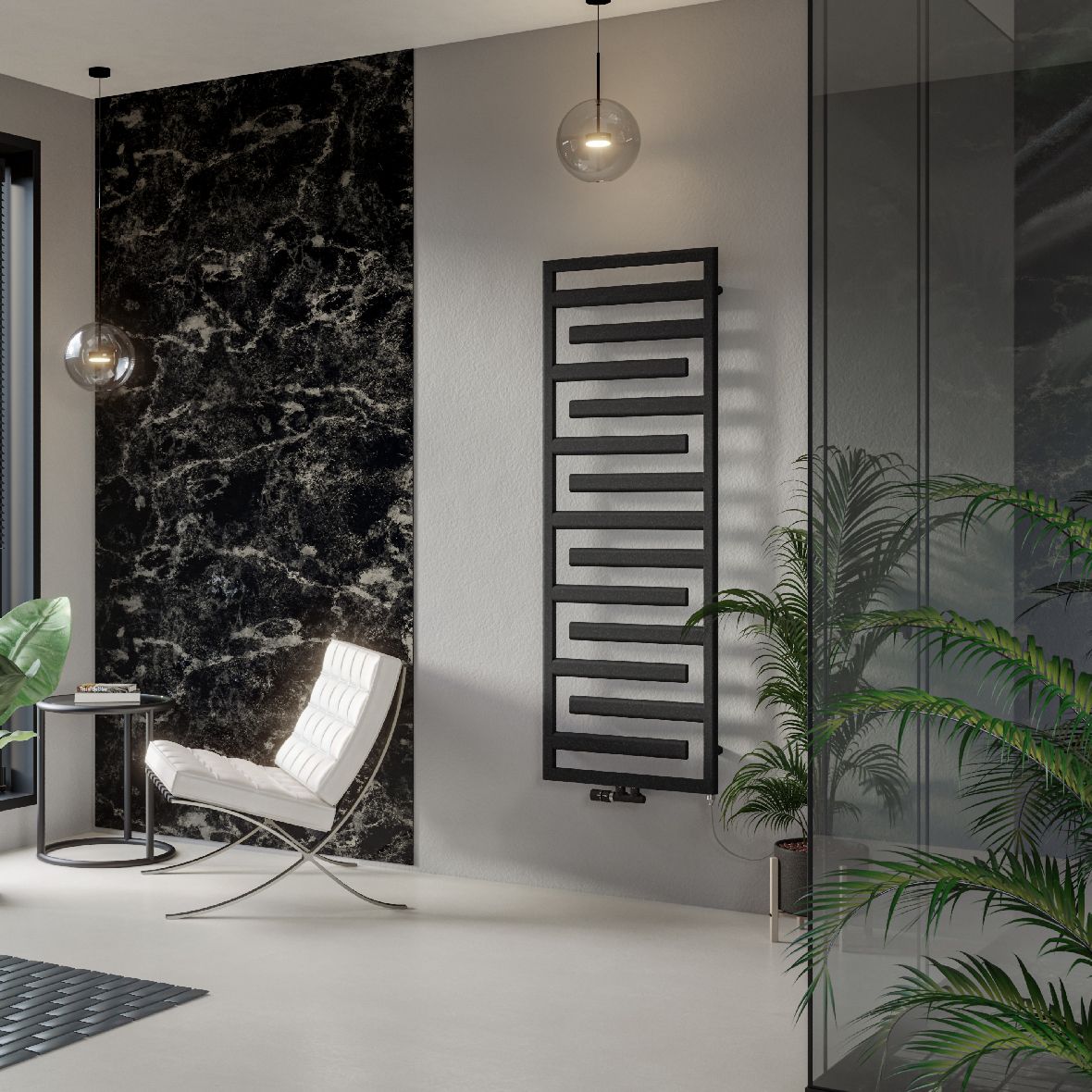 Zehnder Design-Heizkörper Tetris Länge 600 mm, grey Aluminium, Heizstab IHE, Höhe 1100mm
