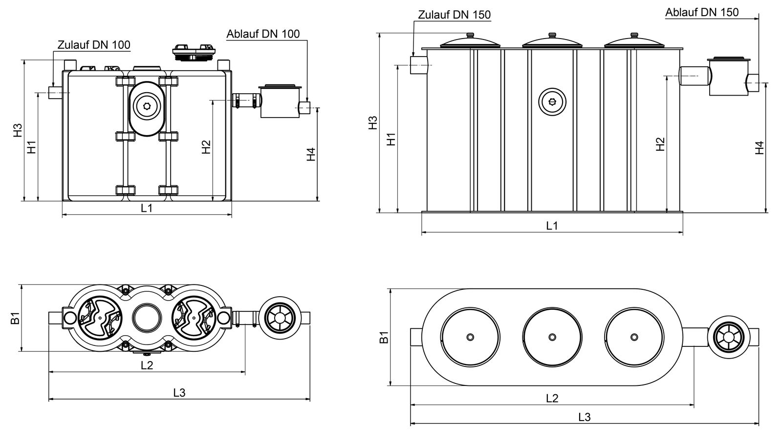 Zehnder-Pumpen Fettabscheider NS 1 DN 100, oval