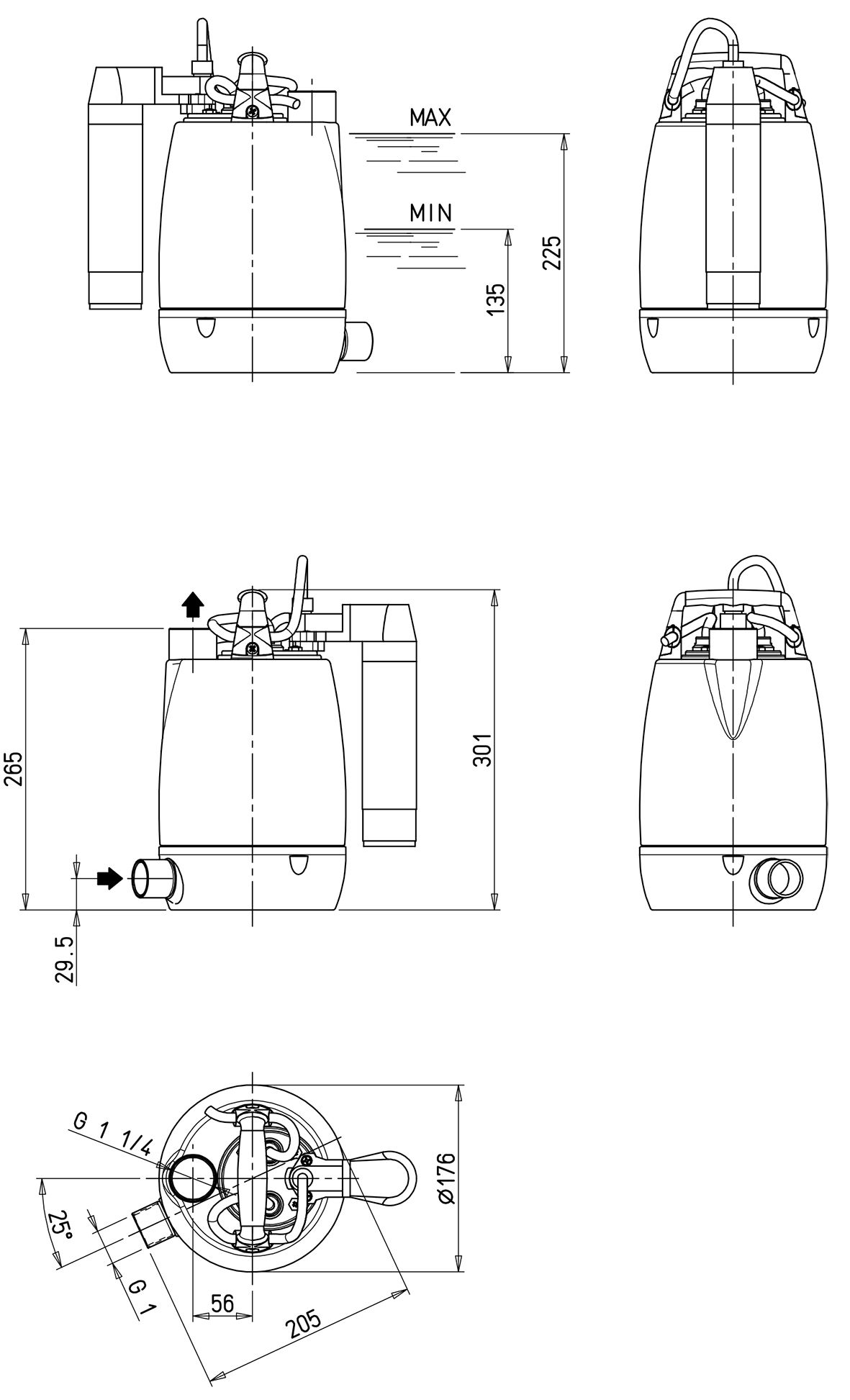 Zehnder-Pumpen Zubringerpumpe Lademax vertikaler Schwimmerschalter, schwimmende Entnahme